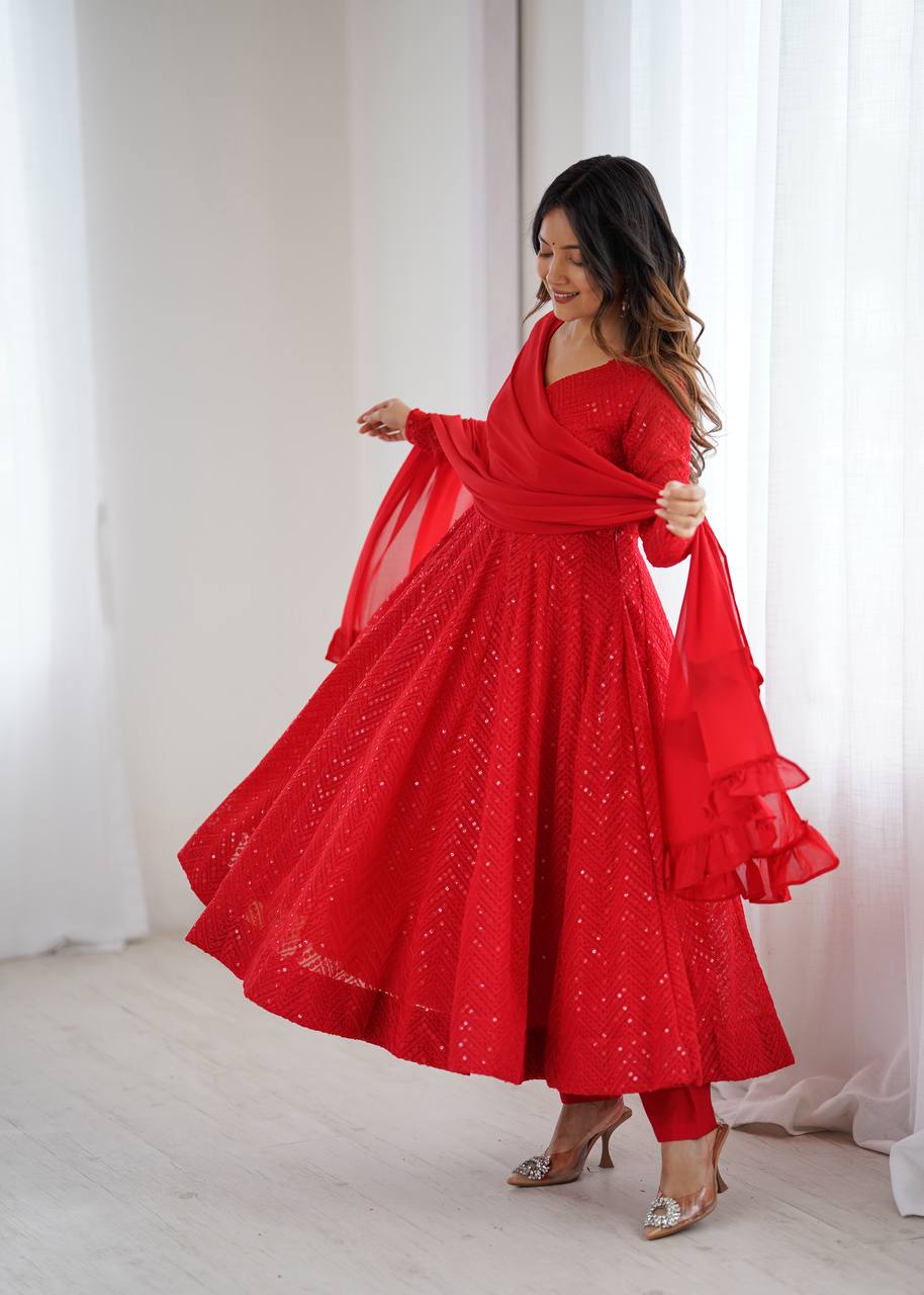 ✨ Elegant Lucknowi Anarkali Set ✨